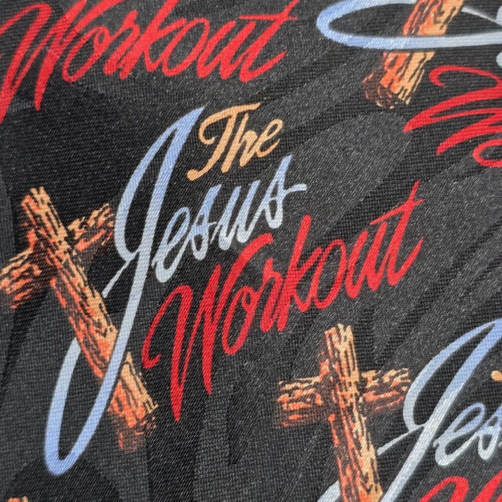 Steven Harris Neck Tie Religious The Jesus Workout Black Cross Religion